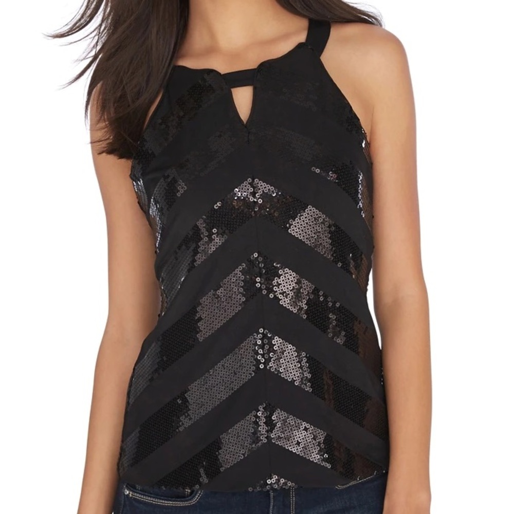 White House Black Market Sequin Stripe Top